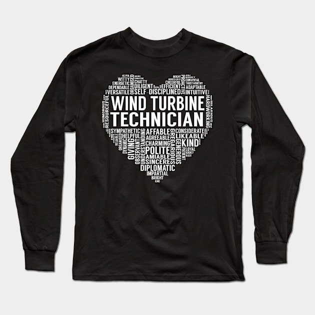 Wind Turbine Technician Heart Long Sleeve T-Shirt by LotusTee